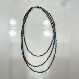 🌺 2/$20 Multi-Layer Necklace, Turquoise and Brass Color Beads